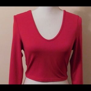 Red Crop Top Hoodie.